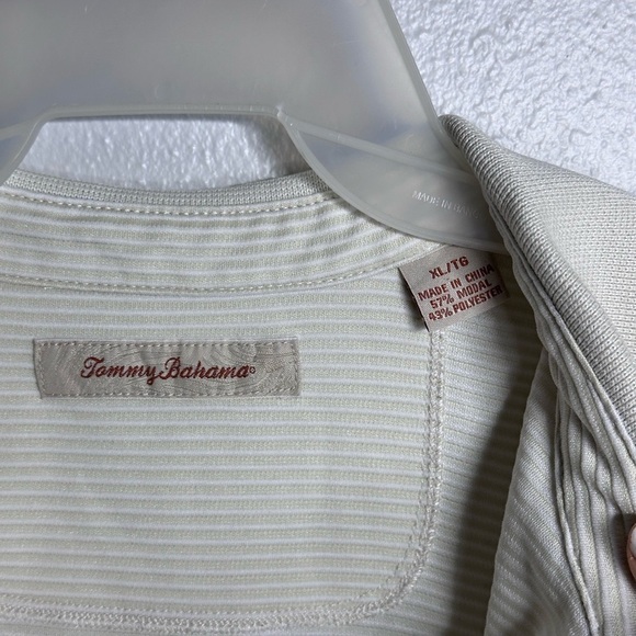 Tommy Bahama Men Stripe Beige Tan Yellow Polo Shirt size XL - Picture 5 of 8
